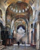 Franz Alt (1821-1914)watercolour,The interior of St Mark`s, Venice,signed and dated 1851,14 x 11.