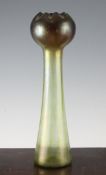 A Rindskopf Bohemian iridescent Art glass bottle shaped vase, 11.5in.