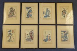 Toyokunieight woodblock prints,Figure studies,7 x 4.5in.