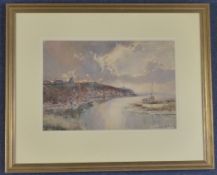 Louis Burleigh Bruhl (1862-1942)watercolour,A Thames-side Haven (Leigh on Sea, Essex),signed in