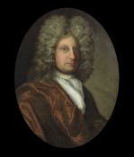 18th century English Schooloil on canvas,Portrait of D.Thursby Esq, Aetat 65, 1704,29.5 x 24in.