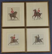 Manner of Richard Simkin (1840-1926)four watercolours,1st Kings Dragoon Guards, 13th Hussars, 3rd
