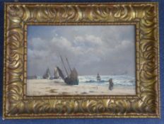 Edoardo d`Martino (1838-1912)oil on canvas,Coastal landscape at low tide,signed,8 x 12in.