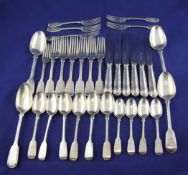 A small quantity of 19th century silver flatware, various patterns, dates and makers, comprising