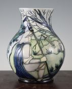 A Moorcroft Collector`s Club baluster vase, decorated with the figure of King Arthur and Excalibur