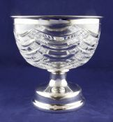 An ornate early 20th century German 800 standard silver mounted cut glass pedestal fruit bowl, of