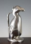 A Kayserzinn pewter Hugo Levin penguin or Auk decanter, marked 4433 to base, 11in.