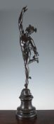 After Giambologna. A bronzed model of Mercury, on circular pedestal base, 34in.