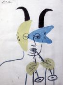 After Pablo Picasso (Spanish, 1881-1973)colour print,Pan Aux Trompettes,Redfern Gallery label