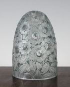A Rene Lalique `Boutons D`or` perfume burner shade, with blue staining, moulded `R. Lalique` mark,