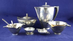 A 1930`s George Jensen four piece tea and coffee service, designed by Johan Rohde, no. 529/A&C, of
