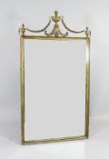 A Victorian Adam-style gilt wall mirror, with urn and bell husk swag crest, H.4ft 7in.
