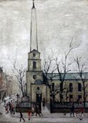 Lawrence Stephen Lowry (1887-1976)limited edition colour print,`St Luke`s Church, Old Street,