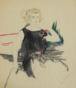 Filip Andreeric Maljavin (Russian 1869-1940)pencil and pastel,Portrait of a seated lady, signed,