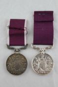Two Army Long Service and Good Conduct medals, 2nd type, to Pte F.Rider. Hamps R. and Pte J.