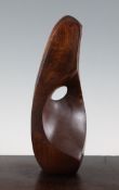 A 20th century African hardwood sculpture, in the manner of Barbara Hepworth, unsigned, 12in.