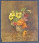 Harold Swanwick (1866-1929)five oils on wooden panels,Still life of flowers, signed, 10.5 x 9.5in.
