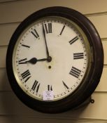 A mahogany cased wall timepiece, with enamelled Roman dial and movement stamped GVR, 15.5in.