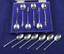 A cased set of six 1970`s silver apostle spoons, by Harrods Ltd, London, 1977, together with a