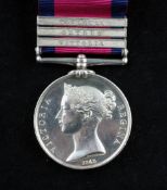 A Military General Service medal to John Ross, 15th Hussars with Toulouse, Orthes & Vittoria clasps.