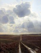 Andrew Coates (1955-)oil on board,Sunlight over ploughed fields,signed,30 x 23.5in. Starting