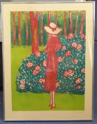Jean-Pierre Cassigneul (1935-)artist proof print,Woman in a park,signed in pencil and inscribed `