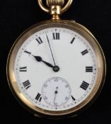 A Victorian 18ct gold keyless lever pocket watch, by Percy Edwards, London, with Roman dial and