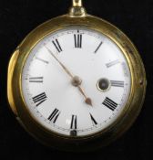 A mid 18th century gilt metal converted verge keywind pocket watch, by George Graham, London, with