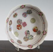 A Chinese famille rose bowl, printed Qianlong mark but later, the interior decorated with flower,