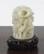 A Chinese pale celadon jade finial ornament, Jin / Yuan Dynasty, the finial carved in open work with