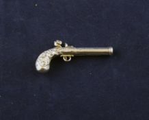 A Victorian novelty propelling pencil modelled as a pistol, by S. Mordan, inscribed "July 6 1840",