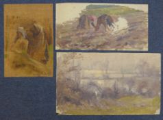 Harold Swanwick (1866-1929)folio of assorted oil sketches,Isle of Man studies including figures,