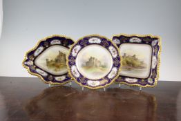 A Royal Worcester `British Castles` dessert service, painted by J.Stinton, date codes for 1913-1915,