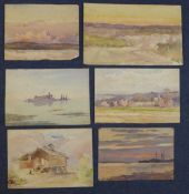 Harold Swanwick (1866-1929)eleven assorted watercolour and oil sketches,Continental landscapes