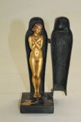 A Viennese cold-painted bronze Egyptian metamorphic sarcophagus, by Bergman, signed Nam Creb, the