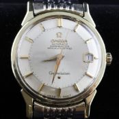 A gentleman`s 1960`s stainless steel and gold plated Omega Constellation Automatic pie-pan dial