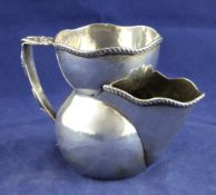 A late Victorian silver shaving mug by William Hutton & Sons, with gadrooned borders and rustic
