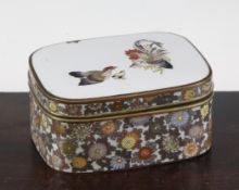 A Japanese cloisonne enamel box and cover, early 20th century, the cover decorated with chickens