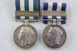 Two Egypt medals; dated with Suakin clasp to Pte F.Summer E.Surr.R and undated with Tel-El-Kebir