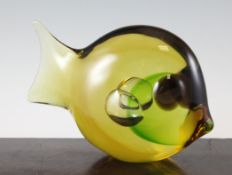 Antonio da Ros for Gino Zenedese - a two colour cased glass fish sculpture, c.1961, 10.25in.