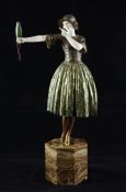 Demetre H. Chiparus (1886-1947). An Art Deco cold painted bronze and ivory figure `Indiscreet`,