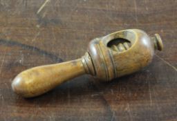 A 19th century treen acorn shaped nutcracker, 4.5in. Starting Price: £80