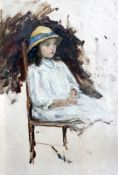Harold Swanwick (1866-1929)three oil sketches,Girl in woodland; Study of a seated girl and Still