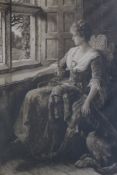 Herbert Dicksee (1862-1942)etching on vellum,`Awaiting Beauty`signed in pencil,27 x 19.75in.