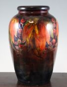 A Moorcroft `Leaf and Berry` flambe large ovoid vase, c.1928-34, inscribed `W Moorcroft` mark,