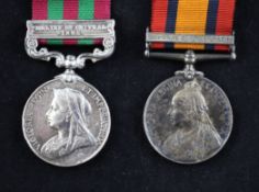 An India medal and a QSA the former with Relief of Chitral 1895 clasp to Serj H.W.Hersey, Bedford