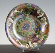 A Wedgwood Fairyland lustre `Garden of Paradise Variation I` lily tray, c.1920, designed by Daisy