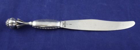 A 1920`s Georg Jensen sterling silver pattern no.38 serving knife, also with import marks for George