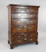 An 18th century oak and walnut chest on stand, W.3ft 5in. Starting Price: £400