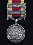 An 1861 Second China War medal with Pekin 1860 & Taku Forts 1860 clasps to Gunr Wm Payne Royal